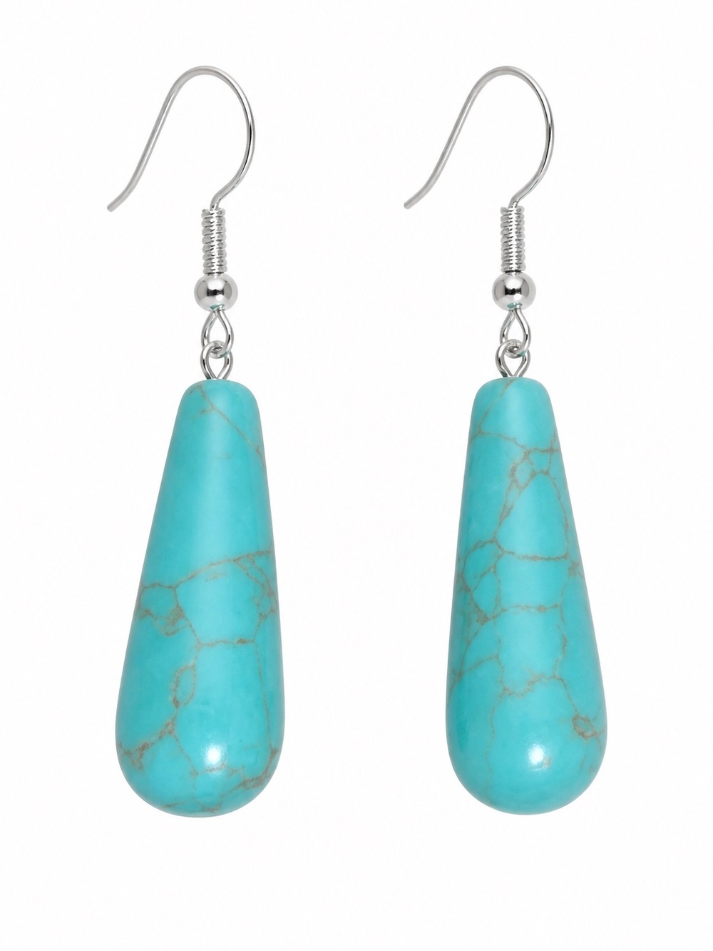 Boho hippie Amazing Natural Turquoise handmade sterling silver earring